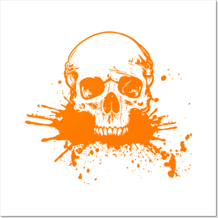 Orange Splash Skull Posters and Art